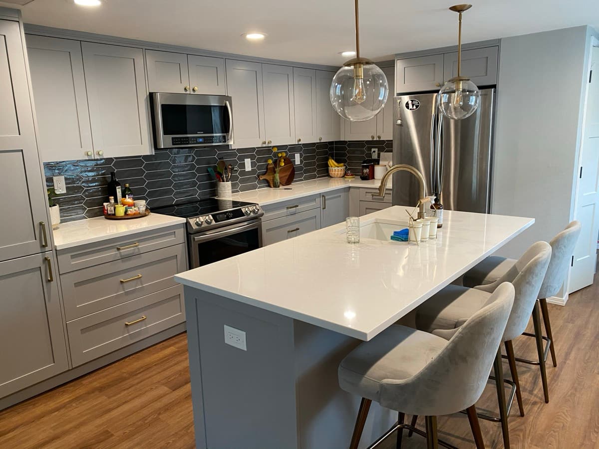Dark Hex Backsplash Kitchen
